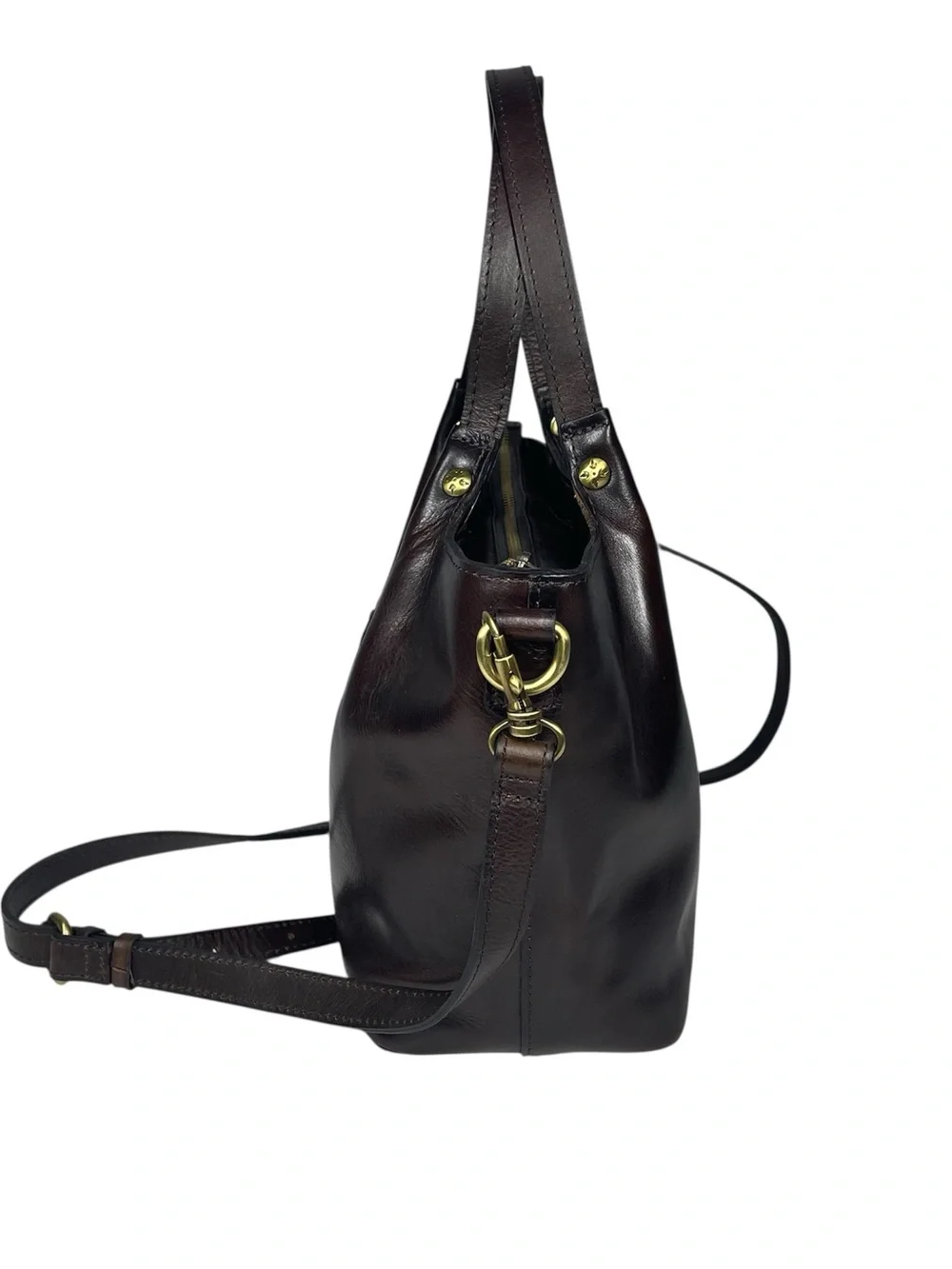 Patricia Nash Argenta Leather Tote Satchel Handbag Purse Bag Brown Crossbody